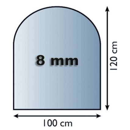 Vidro sob a lareira 1200x1000x8 mm semi-arco