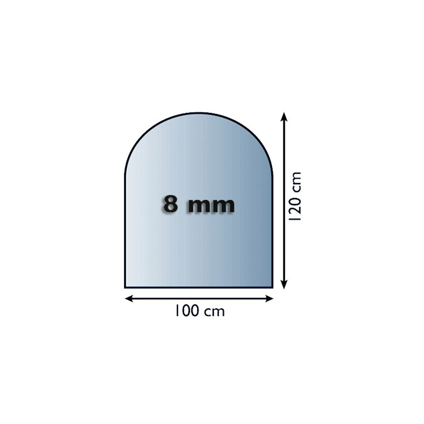 Vidro sob a lareira 1200x1000x8 mm semi-arco