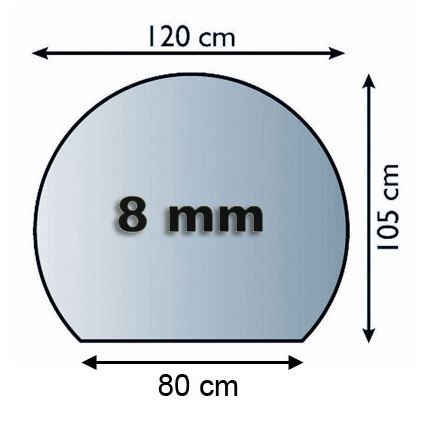 Vidro sob a lareira 1200x1050x8 mm semicircular