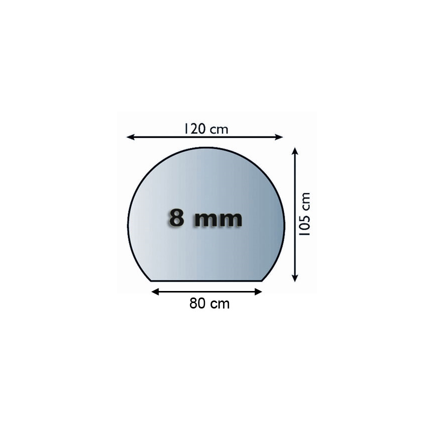 Vidro sob a lareira 1200x1050x8 mm semicircular