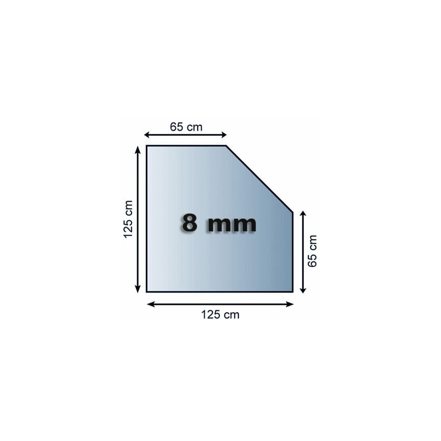 Vidro sob a lareira 1250x1250x8 mm quadrado biselado