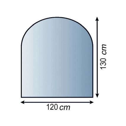 Vidro sob a lareira 1300x1200x8 mm semi-arco