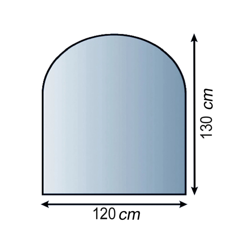 Vidro sob a lareira 1300x1200x8 mm semi-arco