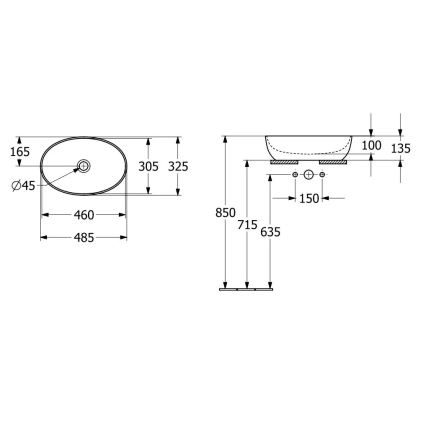 Villeroy & Boch 43884801 - Lavatório de bancada ARTIS 48x32,5 cm cerâmica/branco