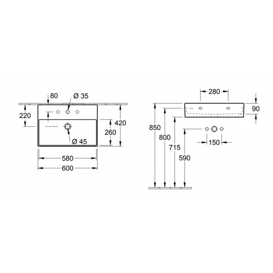 Villeroy & Boch 4A226001 - Lavatório suspenso MEMENTO 60x42 cm cerâmica/branca