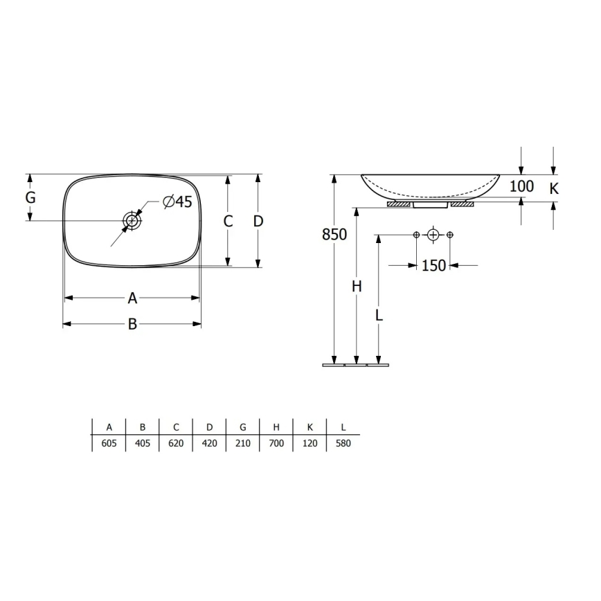 Villeroy & Boch 4A500001 - Lavatório de bancada LOOP&FRIENDS 62x42 cm cerâmica/branco