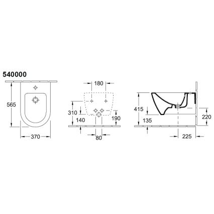 Villeroy & Boch 540000R1 - Bidé suspenso SUBWAY 2.0 37x56,5 cm cerâmica/branca