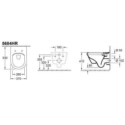 Villeroy & Boch 5684HRR1 - Sanita suspensa com assento SoftClose ARCHITECTURA, cerâmica/branco