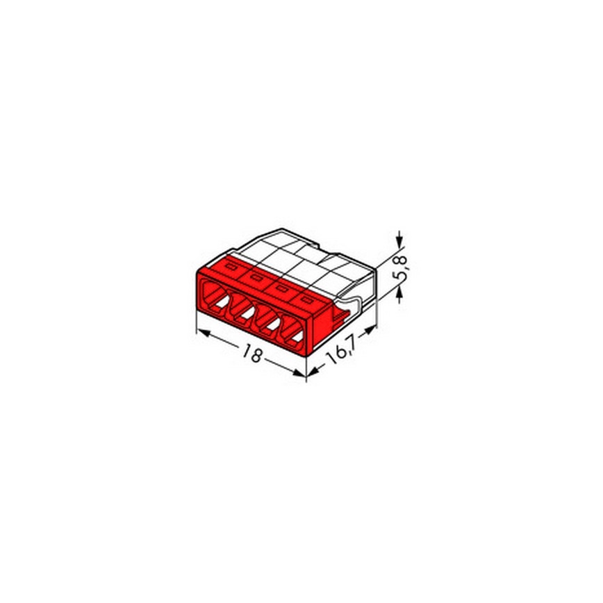 WAGO 2273-204 - Terminal de caixa de junção COMPACT 4x2,5 450V vermelho