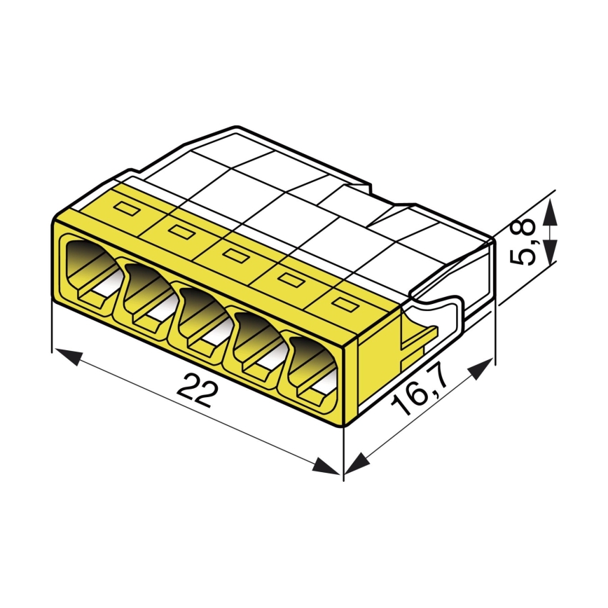 WAGO 2273-205 - Terminal caixa de junção COMPACT 5x2,5 450V amarelo