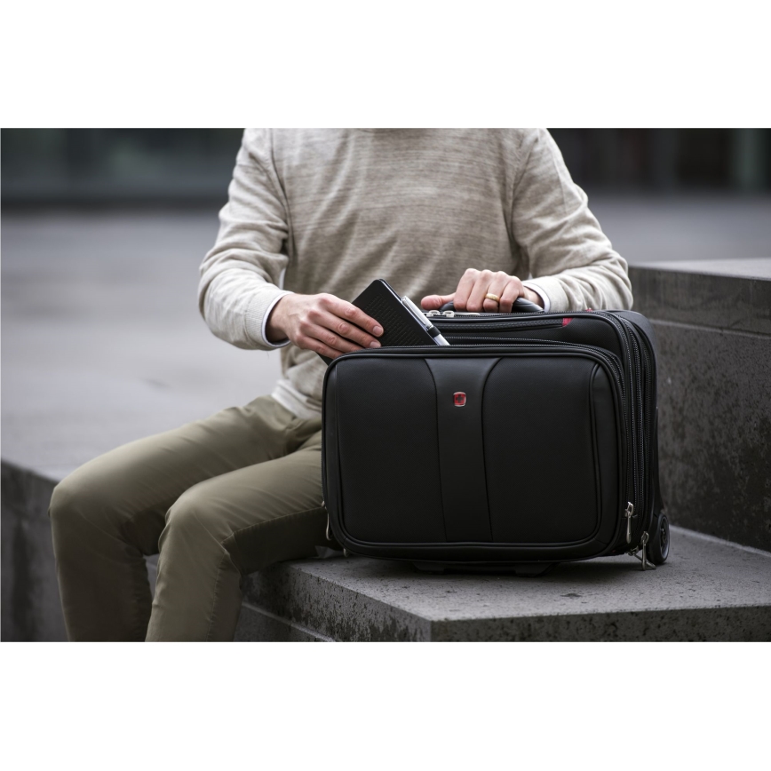 Wenger - Mala de viagem com rodas 25 l 17“ + bolsa para portátil 15,6” Patriot preto