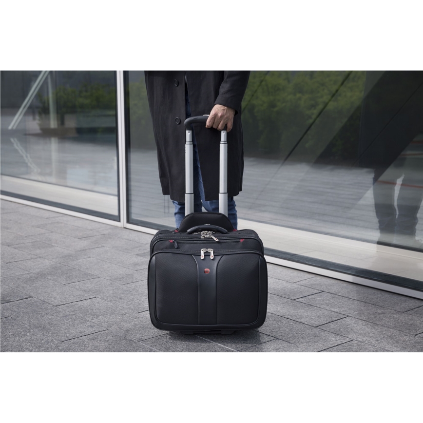 Wenger - Mala de viagem com rodas 25 l 17“ + bolsa para portátil 15,6” Patriot preto