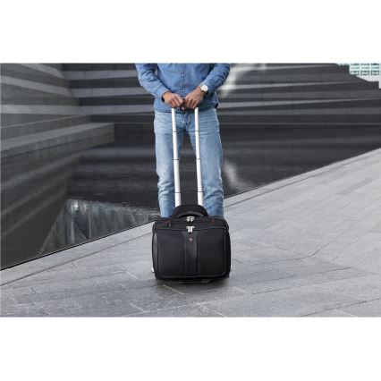 Wenger - Mala de viagem com rodas 25 l 17“ + bolsa para portátil 15,6” Patriot preto
