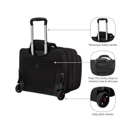 Wenger - Mala de viagem com rodas 25 l 17“ + bolsa para portátil 15,6” Patriot preto