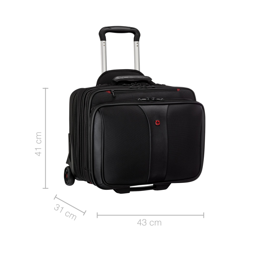 Wenger - Mala de viagem com rodas 25 l 17“ + bolsa para portátil 15,6” Patriot preto