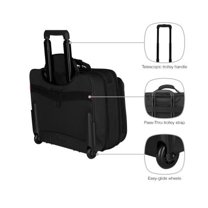 Wenger - Mala de viagem com rodas 29 l + mala para portátil 15,6" Granada preto