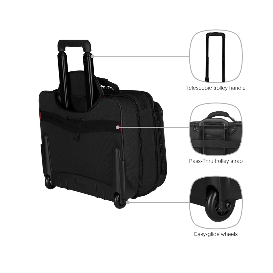 Wenger - Mala de viagem com rodas 29 l + mala para portátil 15,6" Granada preto