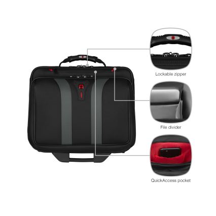 Wenger - Mala de viagem com rodas 29 l + mala para portátil 15,6" Granada preto