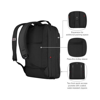 Wenger - Mochila para computador portátil 16 l 16" com bolsa para tablet 12" Cidade Traveler preto