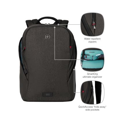 Wenger - Mochila para computador portátil 21 l 16" com bolsa para tablet 10" MX Iluminação preto