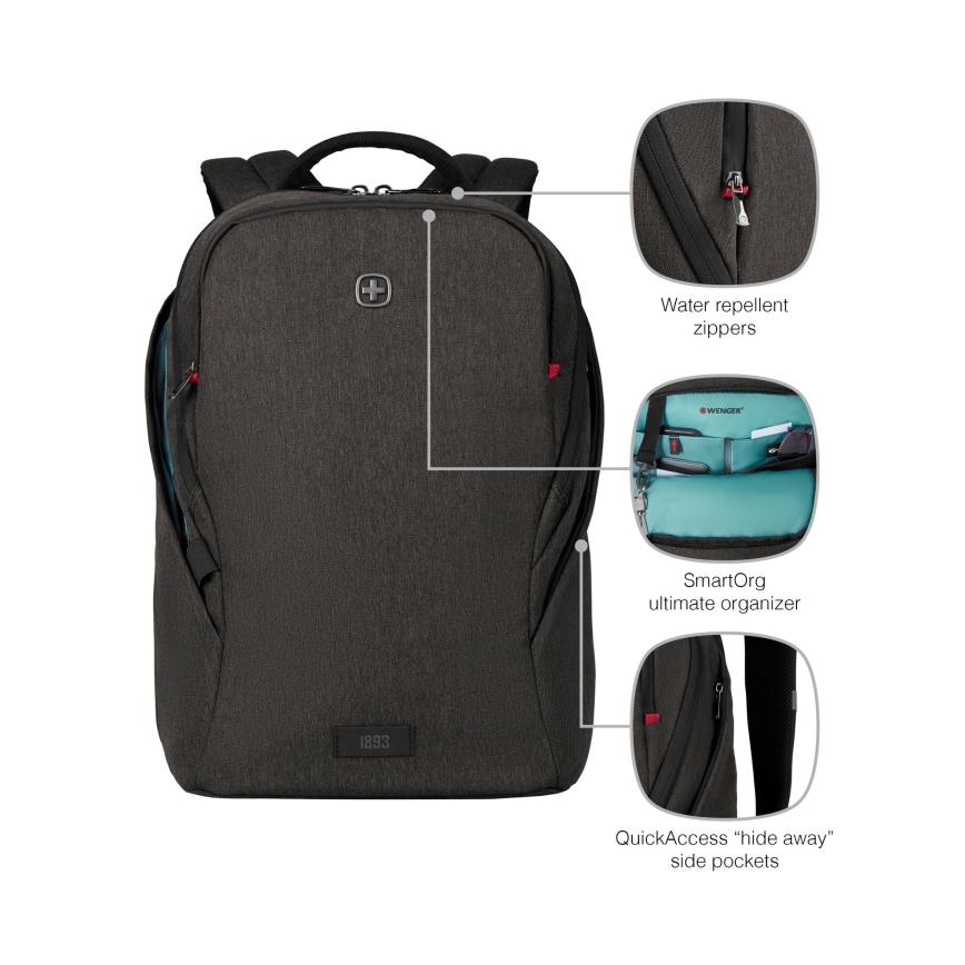Wenger - Mochila para computador portátil 21 l 16" com bolsa para tablet 10" MX Iluminação preto