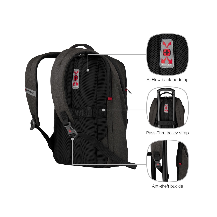 Wenger - Mochila para computador portátil 21 l 16" com bolsa para tablet 10" MX Iluminação preto