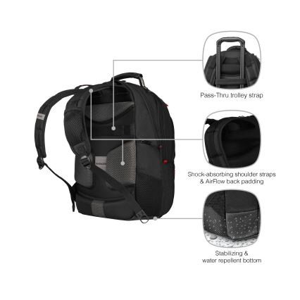 Wenger - Mochila para computador portátil 25 l 16" com bolsa para tablet 10" Pegasus Deluxe preto