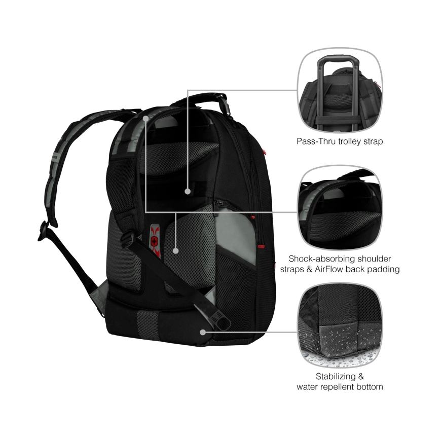Wenger - Mochila para computador portátil 25 l 17" com bolsa para tablet 12" Pegasus preto/cinzento