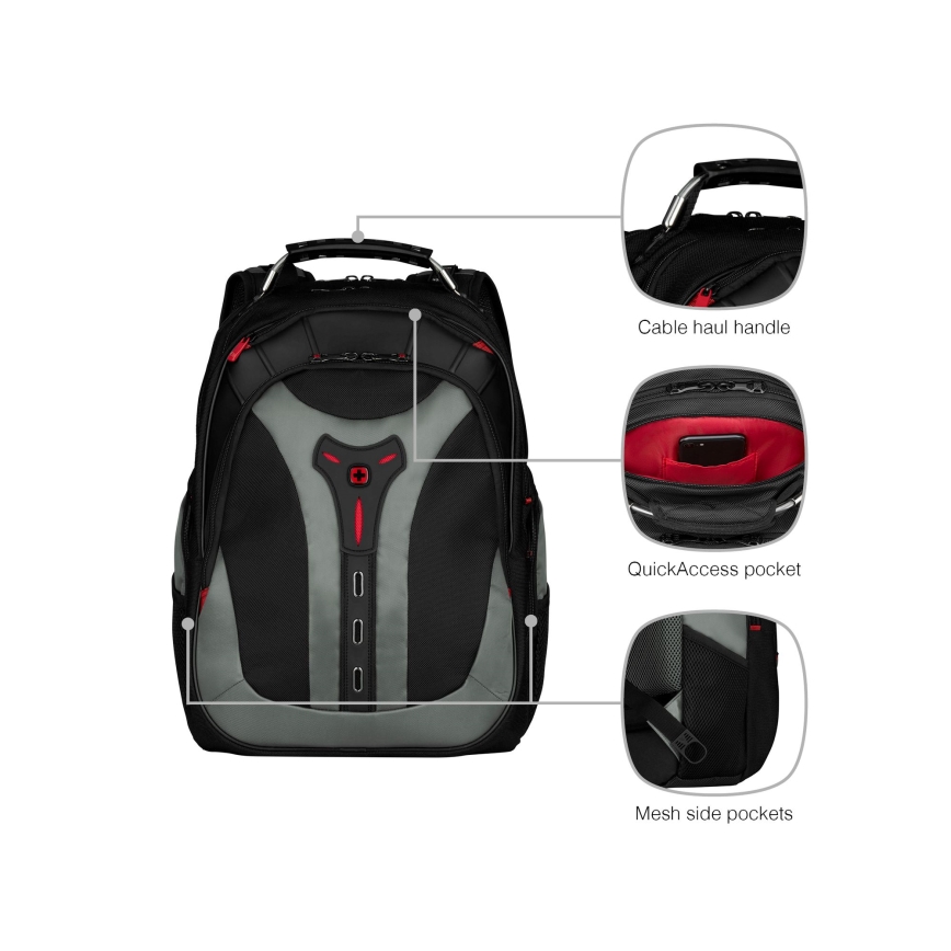 Wenger - Mochila para computador portátil 25 l 17" com bolsa para tablet 12" Pegasus preto/cinzento
