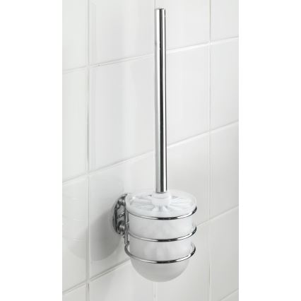 WENKO 18768100-WC Conjunto WC TURBO-LOC Redondo, Aço, 10x37,5 cm, cromado polido/branco