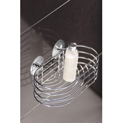 WENKO 18775100 - Prateleira TURBO-LOC redonda em aço, 23,5 x 13,5 cm, cromado brilhante