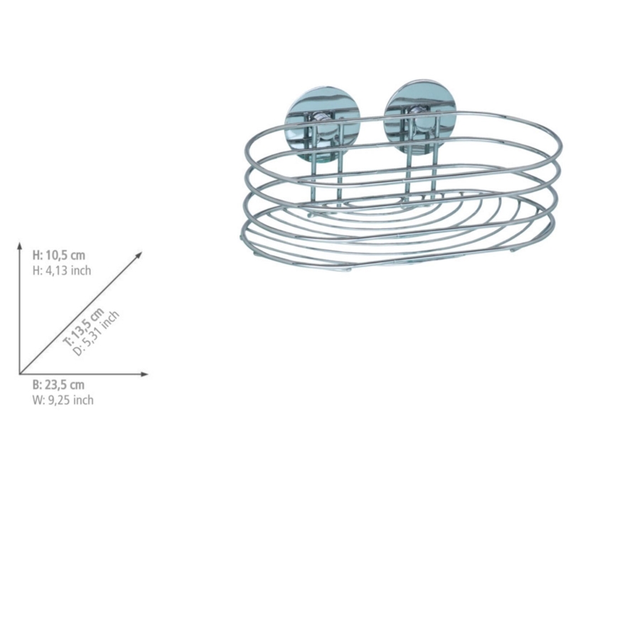 WENKO 18775100 - Prateleira TURBO-LOC redonda em aço, 23,5 x 13,5 cm, cromado brilhante