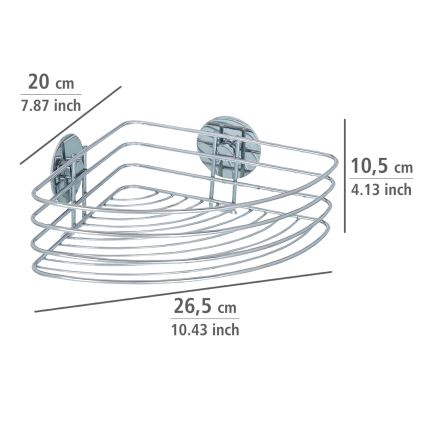 WENKO 18913100 - Prateleira TURBO-LOC REDONDA em aço, 26,5 x 20 cm, cromado brilhante