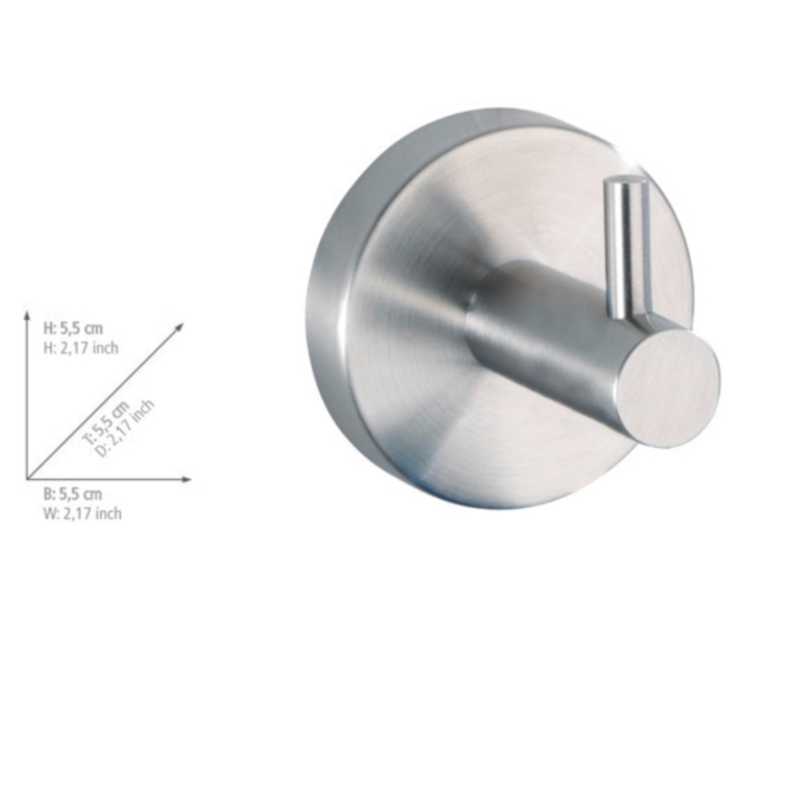 WENKO 19621100 - Gancho BOSIO MATT 5,5x5,5 cm aço inoxidável/prateado