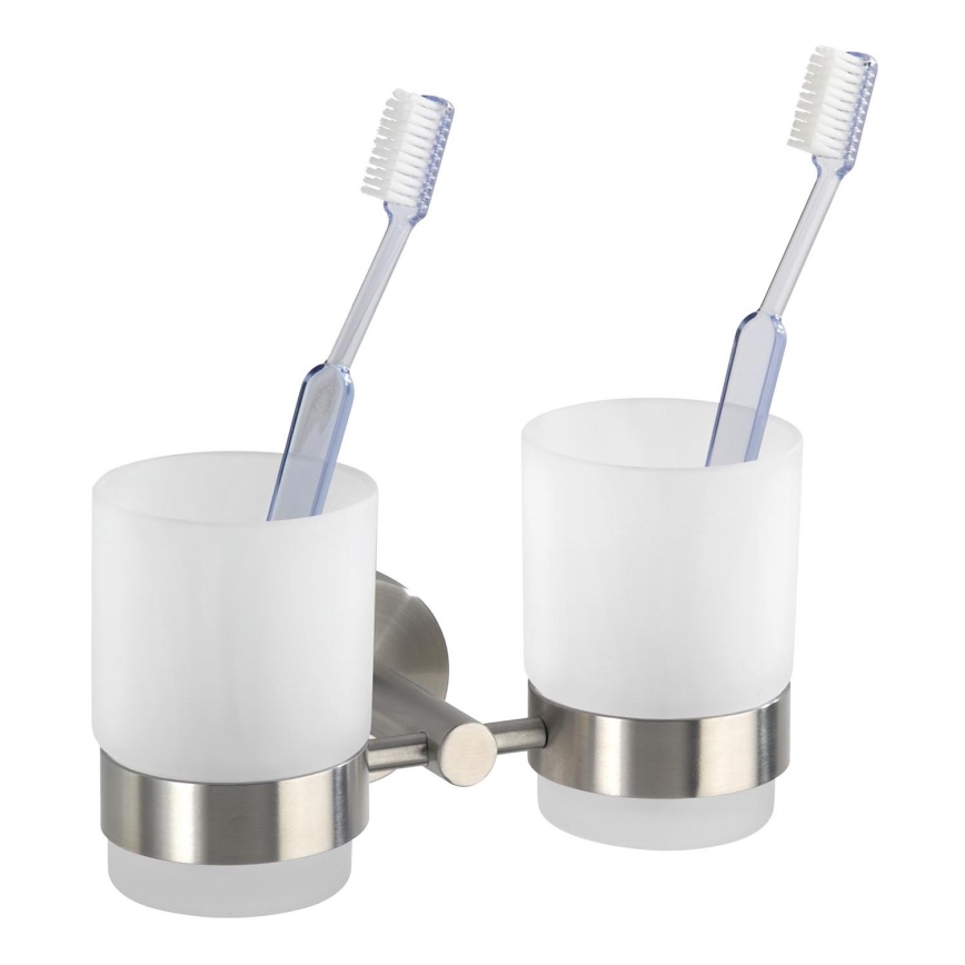 WENKO 19638100 - Suporte para escovas de dentes BOSIO MATT 17,5x9,5 cm aço inoxidável/prateado