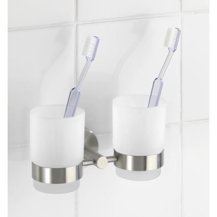 WENKO 19638100 - Suporte para escovas de dentes BOSIO MATT 17,5x9,5 cm aço inoxidável/prateado