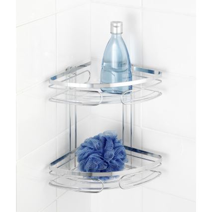 WENKO 20412100-Prateleira de canto PREMIUM AÇO INOXIDÁVEL 26,5x27,5 cm inox/prateado