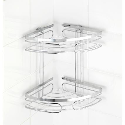 WENKO 20412100-Prateleira de canto PREMIUM AÇO INOXIDÁVEL 26,5x27,5 cm inox/prateado