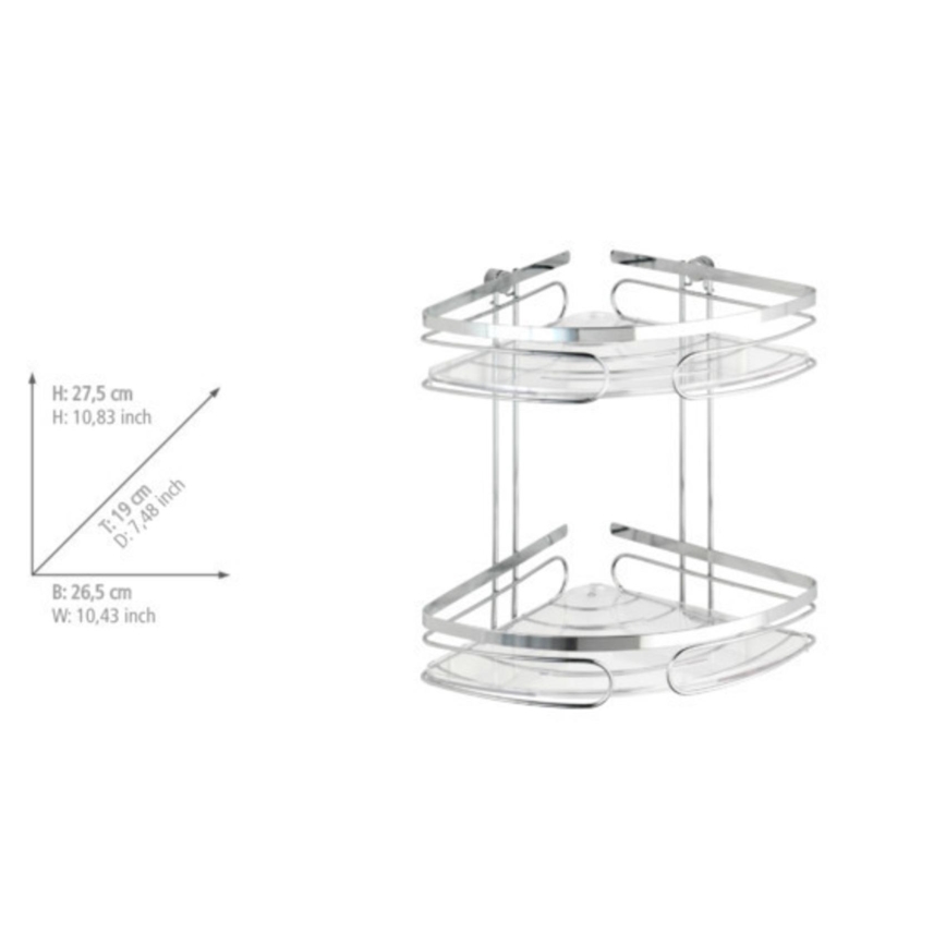 WENKO 20412100-Prateleira de canto PREMIUM AÇO INOXIDÁVEL 26,5x27,5 cm inox/prateado