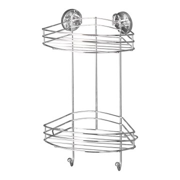 WENKO 20885100-Prateleira de canto VACUUM-LOC REDONDA AÇO 24,5x41 cm cromado brilhante