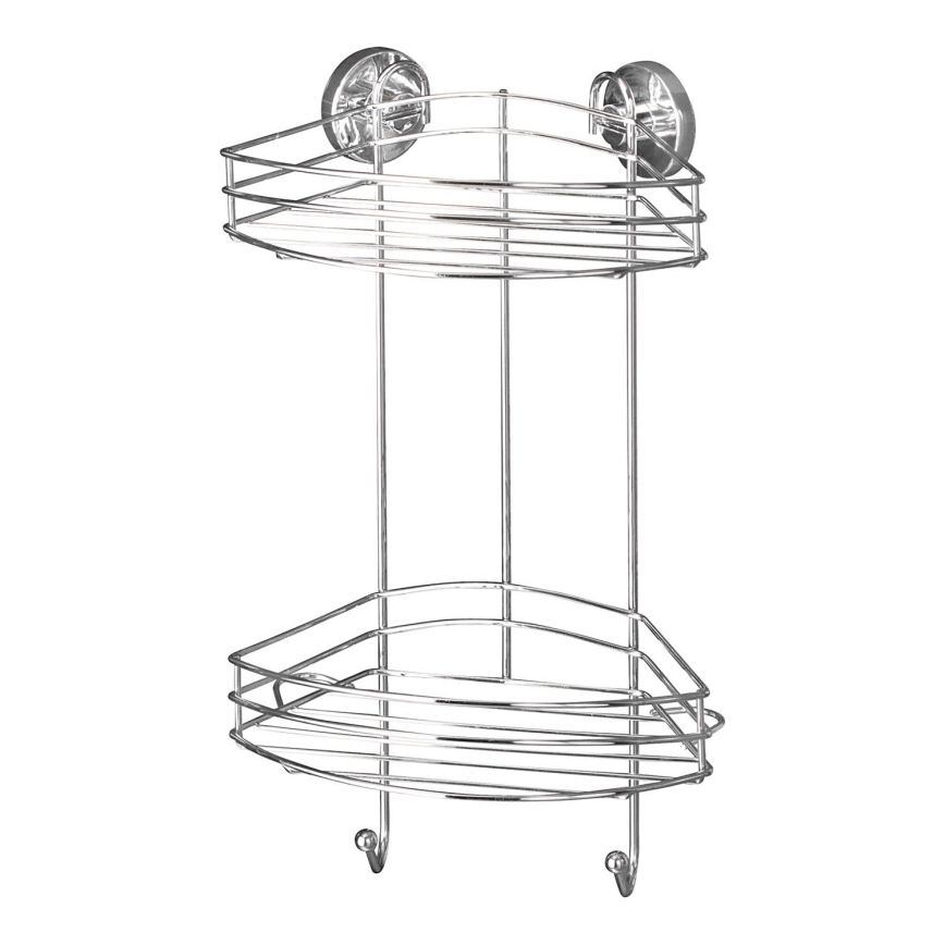 WENKO 20885100-Prateleira de canto VACUUM-LOC REDONDA AÇO 24,5x41 cm cromado brilhante