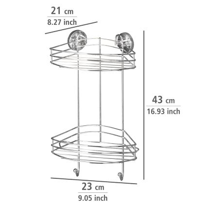 WENKO 20885100-Prateleira de canto VACUUM-LOC REDONDA AÇO 24,5x41 cm cromado brilhante