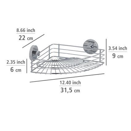 WENKO 20887100-Prateleira VACUUM-LOC redonda em aço 31x22,5 cm, cromado brilhante
