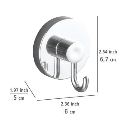 WENKO 20900100-Gancho VACUUM-LOC redondo aço 6x6,7 cm cromado brilhante