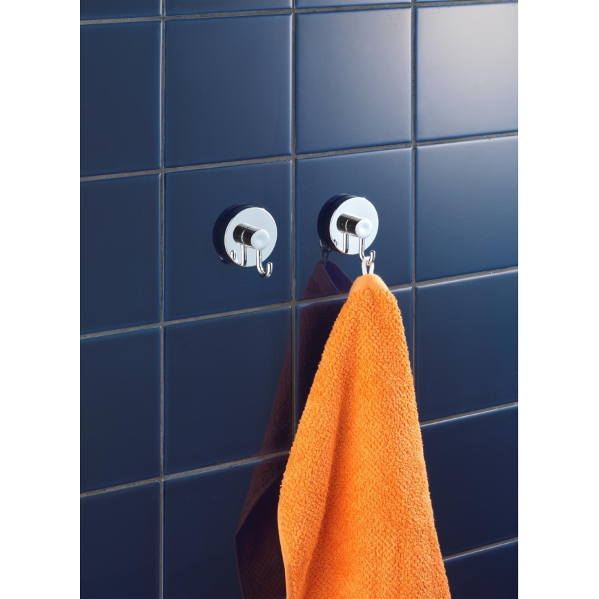 WENKO 20900100-Gancho VACUUM-LOC redondo aço 6x6,7 cm cromado brilhante