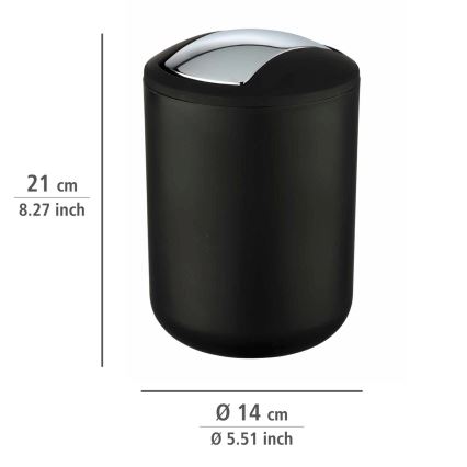 WENKO 21211100 - Caixote do lixo BRASIL 14x21 cm preto/cromado brilhante
