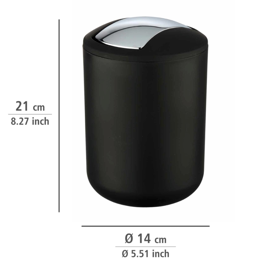 WENKO 21211100 - Caixote do lixo BRASIL 14x21 cm preto/cromado brilhante