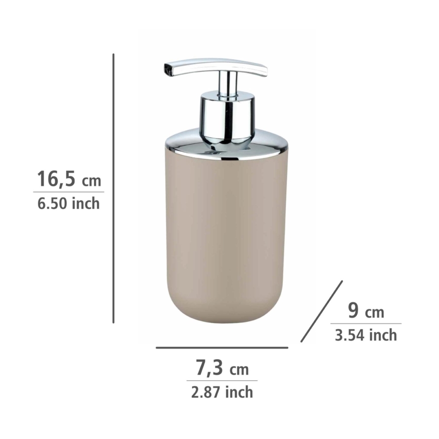 WENKO 21219100 - Dispensador de sabão BRASIL 7,3x16,5 cm bege/cromado brilhante