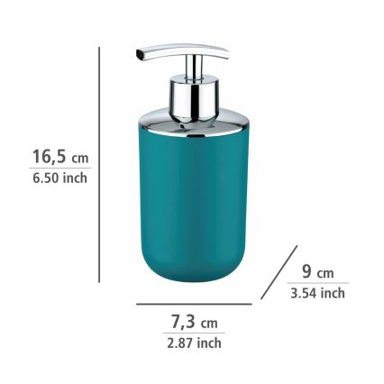 WENKO 21224100 - Dispensador de sabão BRASIL 7,3x16,5 cm turquesa/cromado brilhante