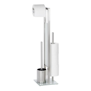 WENKO 21564100 - Escova de WC RIVALTA 18x70 cm inox/prateado/branco/preto
